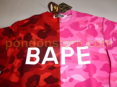 A BATHING APE : bape crazy color camo sweater red/pink [Pondon Store]