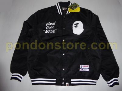 Bape majestic satin varsity jacket on sale