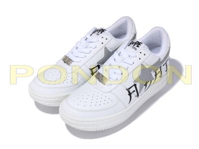 a bathing ape bapesta low white grey