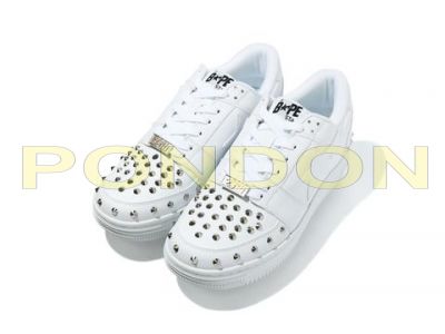a bathing ape bapesta low white leather