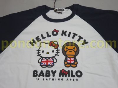 A BATHING APE : hello kitty x baby milo london raglan navy tee 