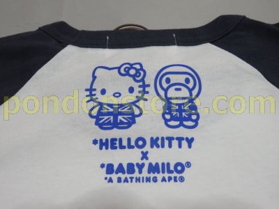 A BATHING APE : hello kitty x baby milo london raglan navy tee 
