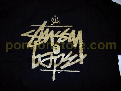 A BATHING APE : stussy x bape Special Operations black/gold tee 