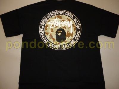 stussy x bape desert camo dot black tee 