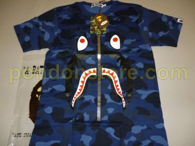 bape blue camo shark tee