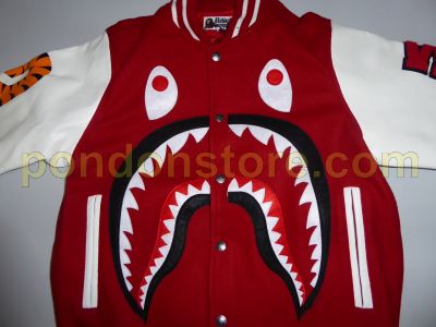 Bape varsity jacket red deals