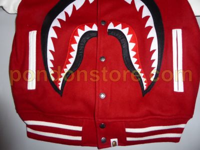 bape varsity jacket red
