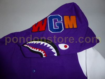 A BATHING APE : bape shark sweat varsity hood jacket purple 