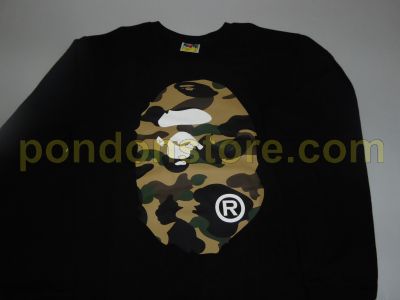 A Bathing Ape Bape 1st Camo Head Long Sleeve Black Yellow Tee Pondon Store